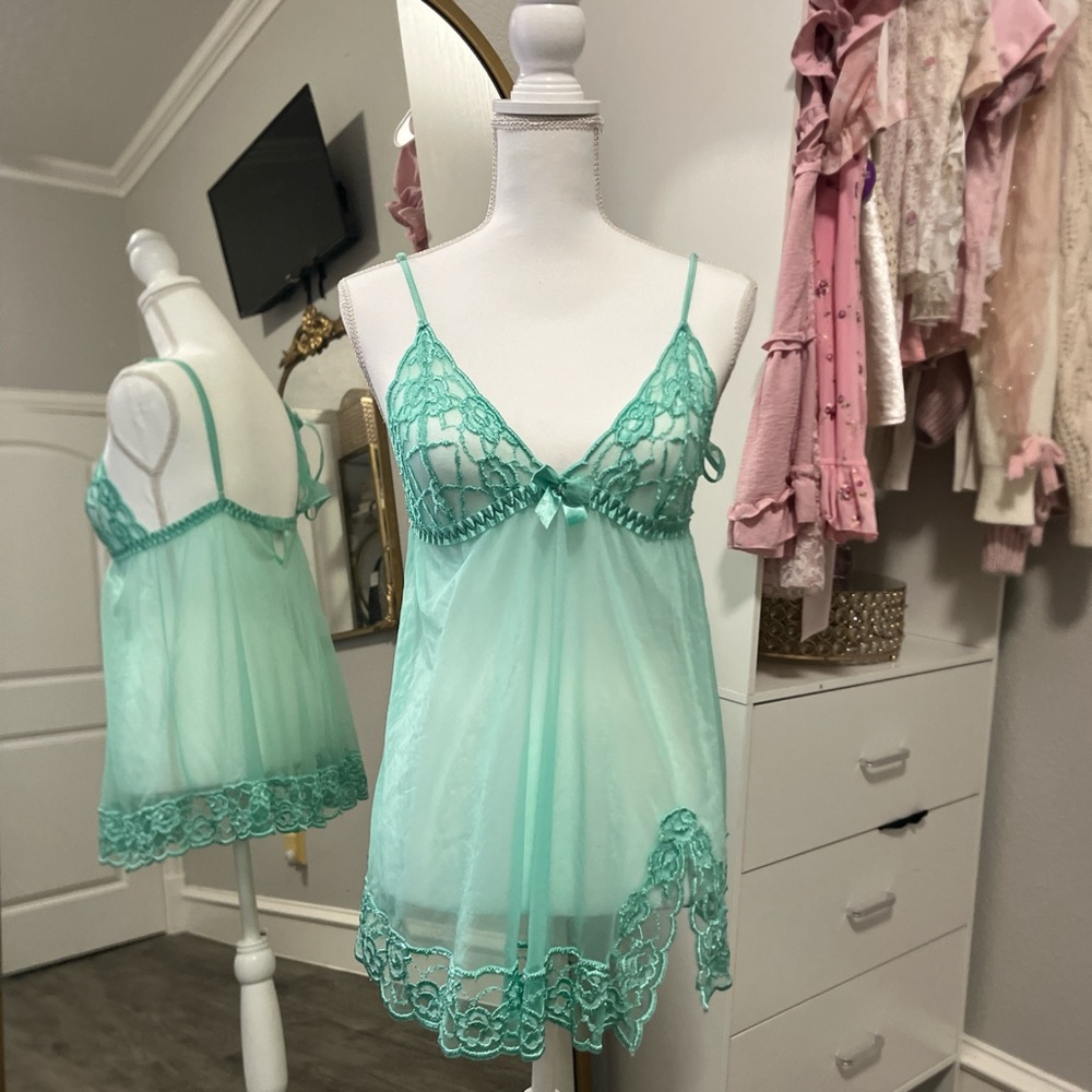 Frederick's of Hollywood Green Lace Chemise